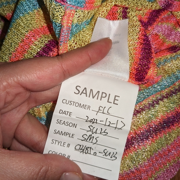 14. NWOT FOR LOVE & LEMONS LAMERE STRIPED METALLIC TIE WRAP KNIT SHORT - Picture 4 of 6